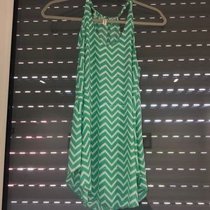 Mint green and white chevron tank